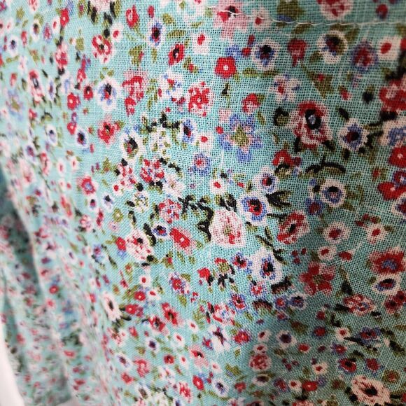 VIOLA BORGHI 100% Linen Blouse Floral Short Bell Sleeve Top WOMEN Sz Small - Picture 8 of 10